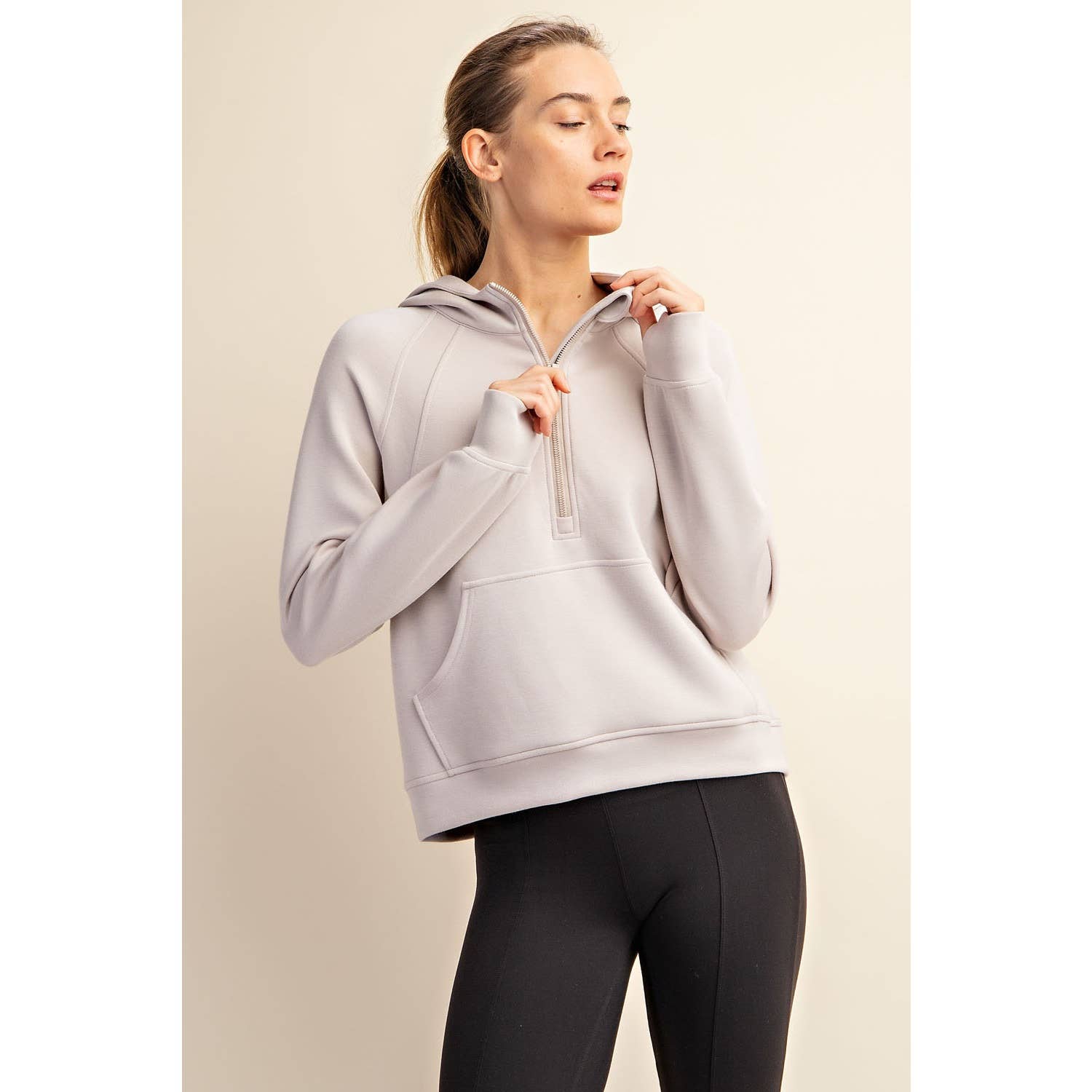 Rae Mode - Wholesale Hoodie - Women's - MODAL SCUBA QUARTER ZIP HODDIE JACKET2