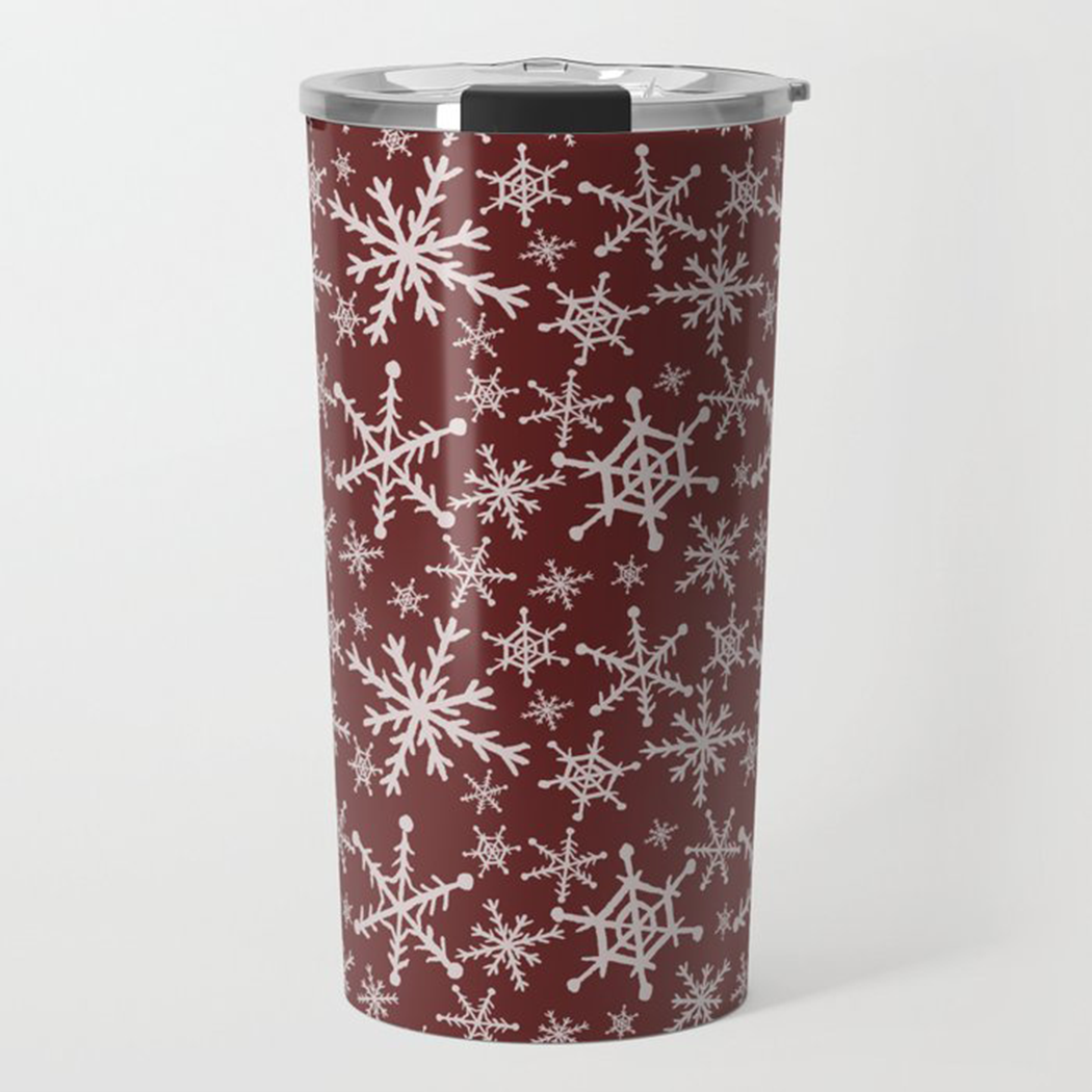 Lauren Ullrich Art - Wholesale Insulated Mug/Tumbler - Red Snowflakes Travel Mug0
