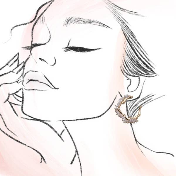 Gold IRREGULAR SHAPE PEARL SEED BEAD EARRINGS | 31E24463 for wholesale on Faire