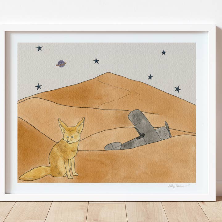 Fennec Fox In The Desert print, zonder lijst voor wholesale door Sadly Harmless Illustration