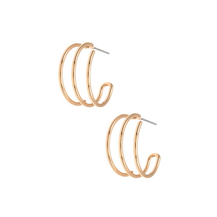 Andrea Bijoux - Wholesale Hoop Earrings - TRIPLE WIRE SEMI HOOP EARRING