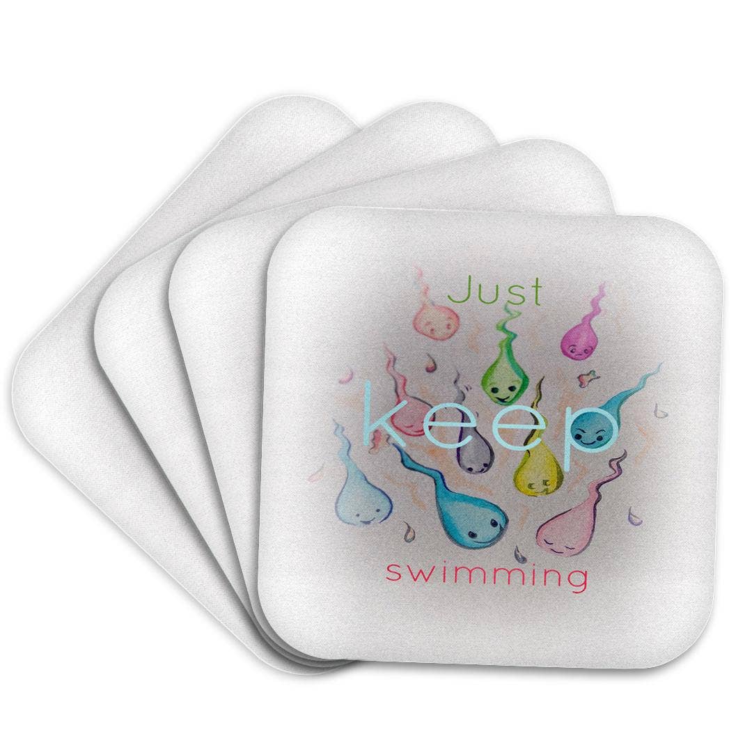 3dRose - Wholesale Coasters - 3dRose, Cute image of sperm with typography., Coaster7