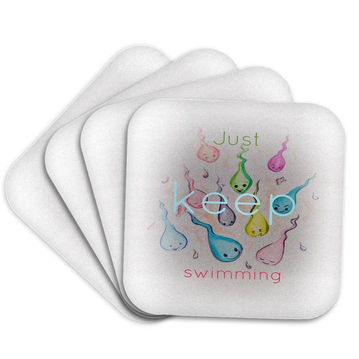 3dRose - Wholesale Coasters - 3dRose, Cute image of sperm with typography., Coaster7