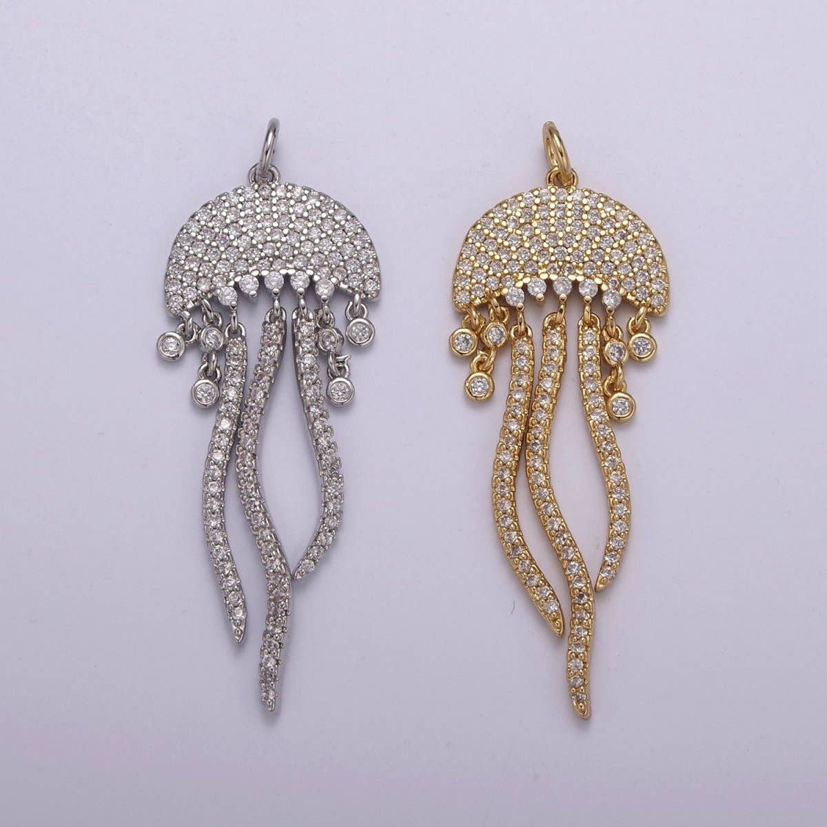14K Gold Filled Jellyfish Charm Micro Pave Dangle Charm Ocean Lover Pendant Under The Sea Inspired Nautical, Beach Charms N-220 N-221 for wholesale on Faire0