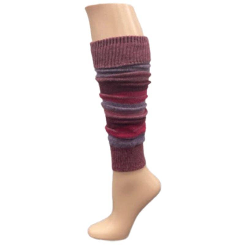 Sierra Socks - Wholesale Legwarmers - Women's - Girl's Stripe Lambswool Knee Hi Leg Warmers W42411
