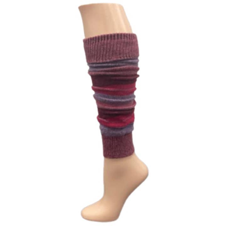 Sierra Socks - Wholesale Legwarmers - Women's - Girl's Stripe Lambswool Knee Hi Leg Warmers W42411