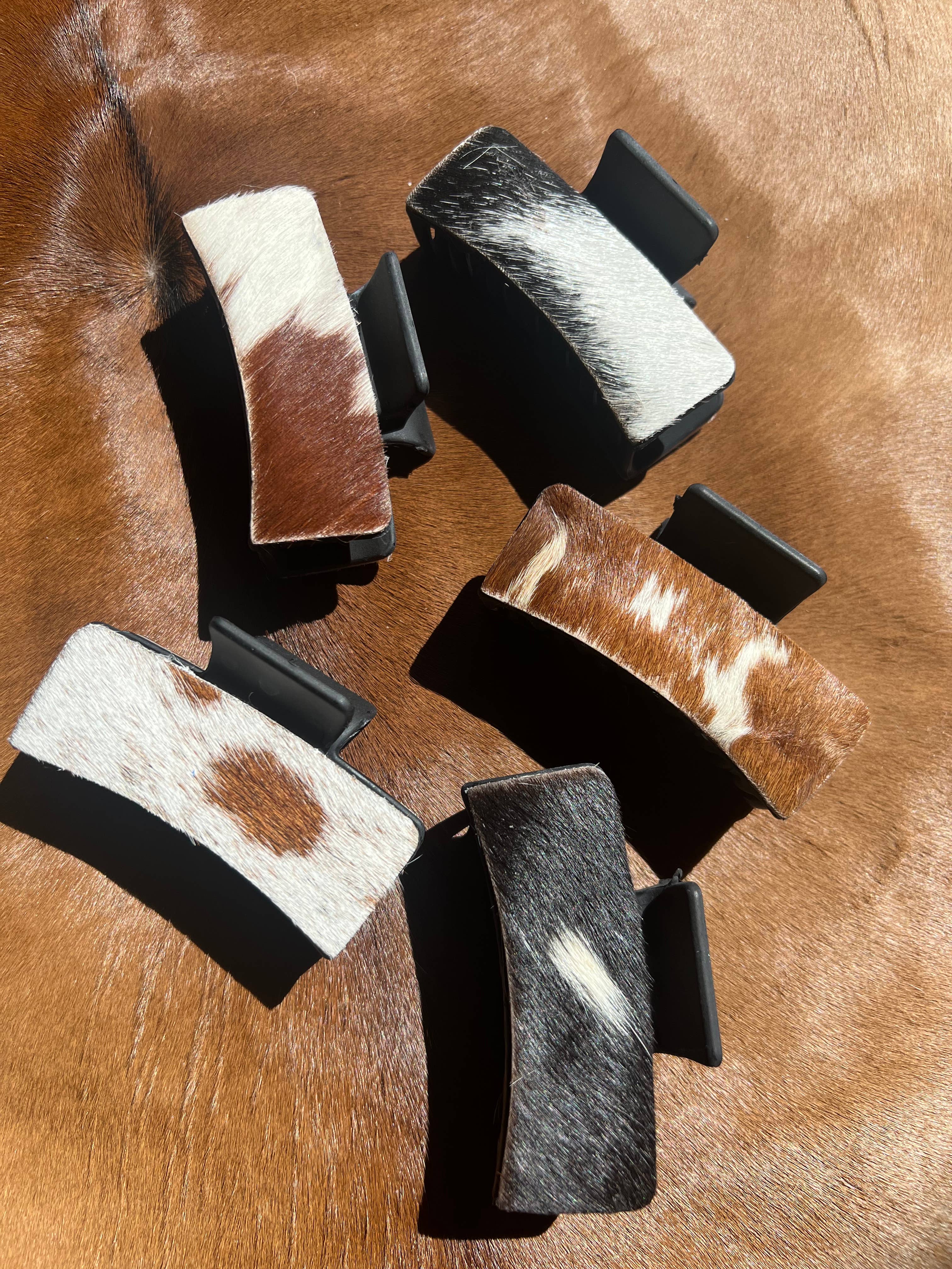 Westrian International - Wholesale Hair Clip - Women's - Real Cowhide Claw Hair Clip Western Inspired Matte Black3