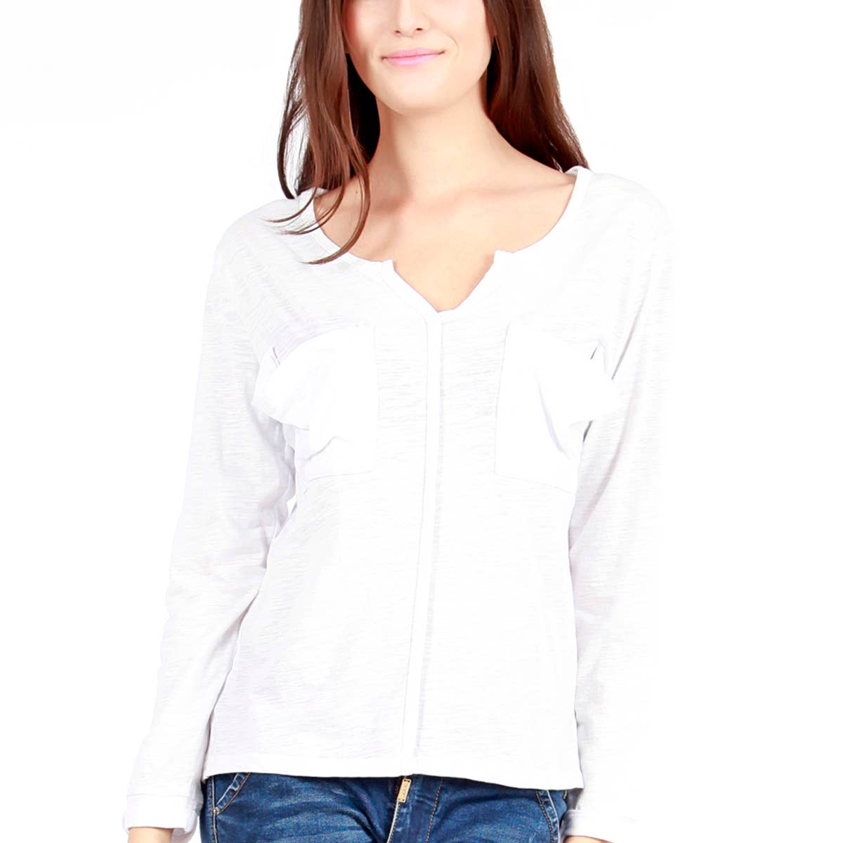 Mad Style - Wholesale Knit Top - Women's - White Sammy Long Sleeve0