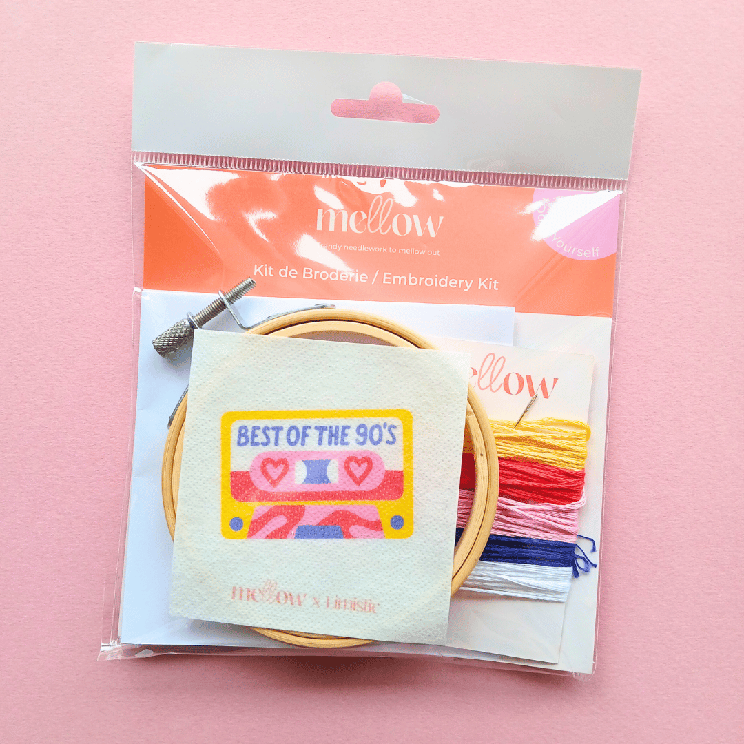 Mellow - Wholesale Craft Sewing Kit - Best of the 90's Mixtape Embroidery Kit by Limistic5