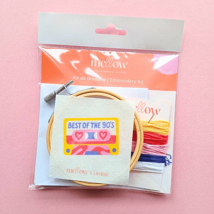 Mellow - Wholesale Craft Sewing Kit - Best of the 90's Mixtape Embroidery Kit by Limistic5