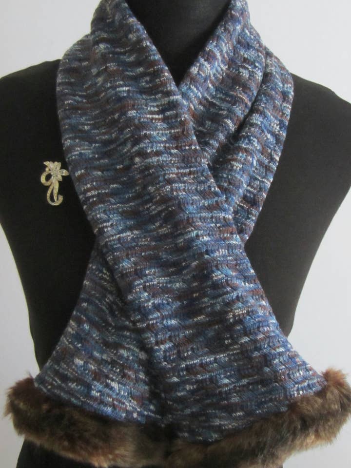 Wool Mix Scarf With Faux Fur Trim for wholesale by Style Showroom