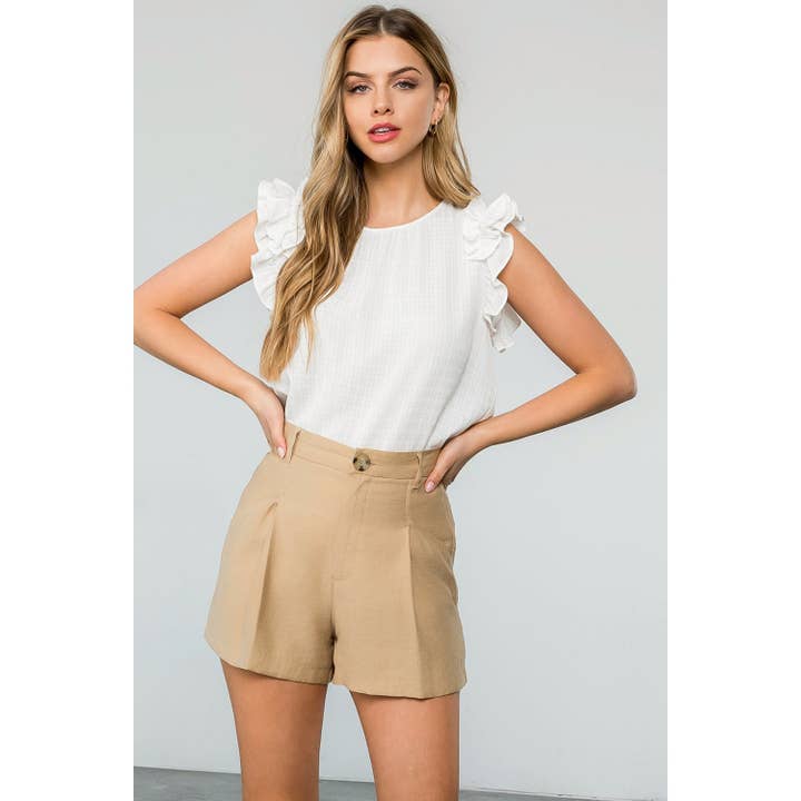 WHITE Ruffle Sleeve Top for wholesale on Faire