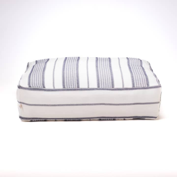 Del Mar Pet Bed - Ivory/Blue Stripe - Medium for wholesale by Couleur Nature