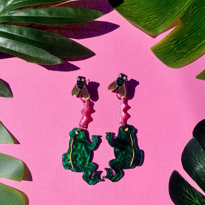 Not Picasso - Wholesale Stud/Post Earrings - Frog and Fly3
