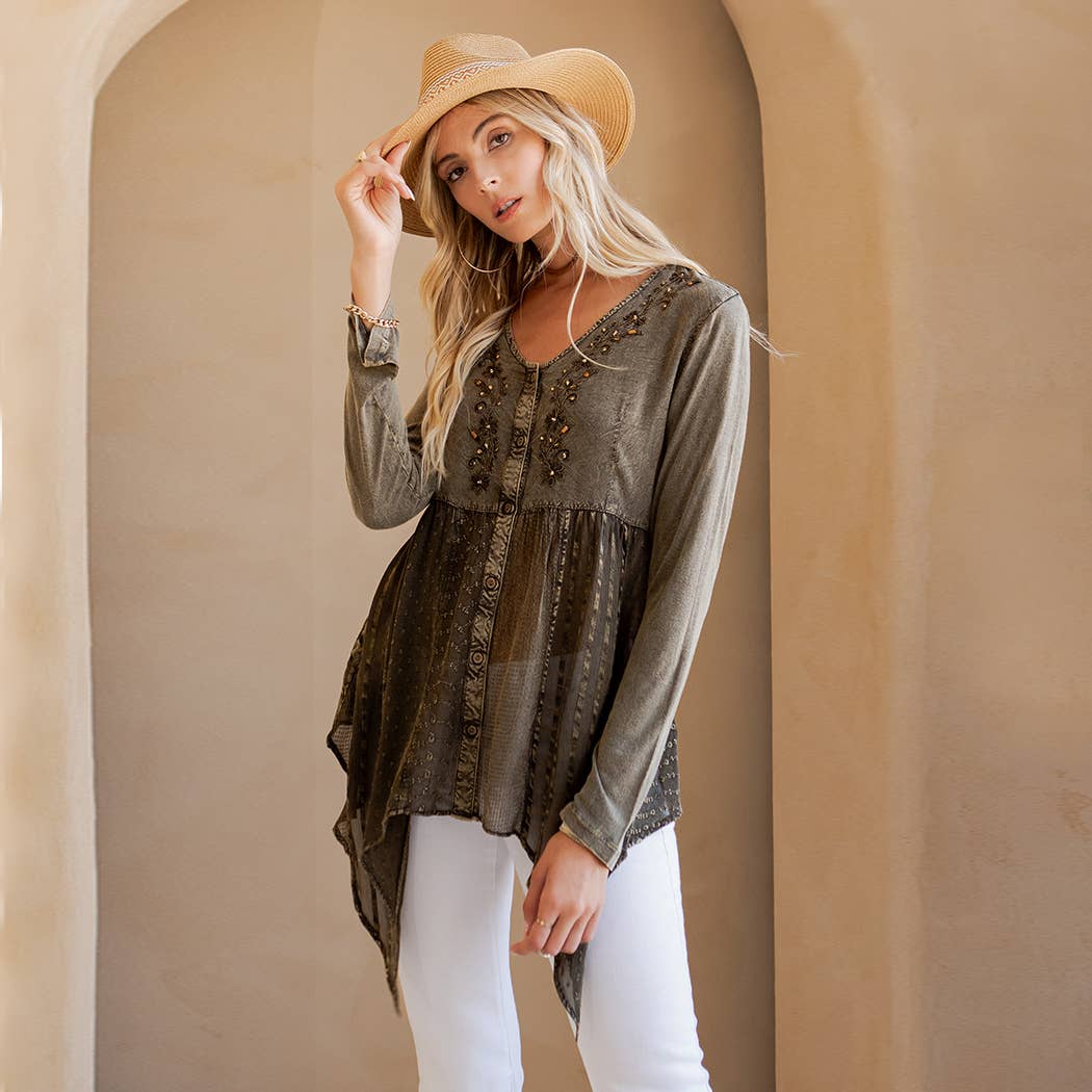 Young Threads - Wholesale Tunic - Women's - Bohemian Rhapsody: Stonewashed Rayon Women Top15