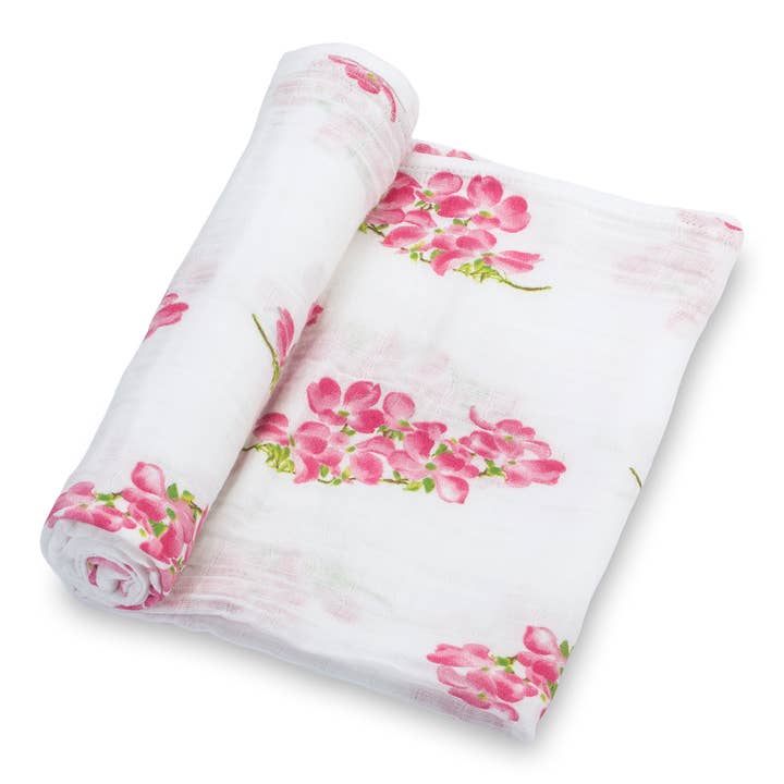 Dogwoods In Bloom Baby Muslin Swaddle Blanket for wholesale by LollyBanks