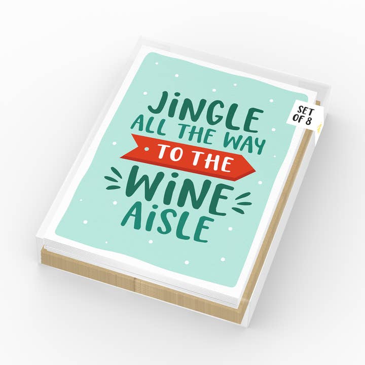 Lot de 8, coffret de cartes de Noël amusant, paquet multiple de cartes à vin pour la vente par Kreate Paper Co.