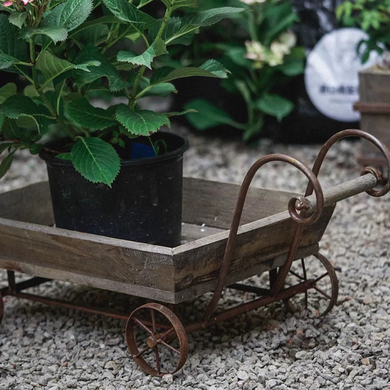 Rustic Reach - Wholesale Planter Box - Small Decorative Wooden Wagon Flower Cart7