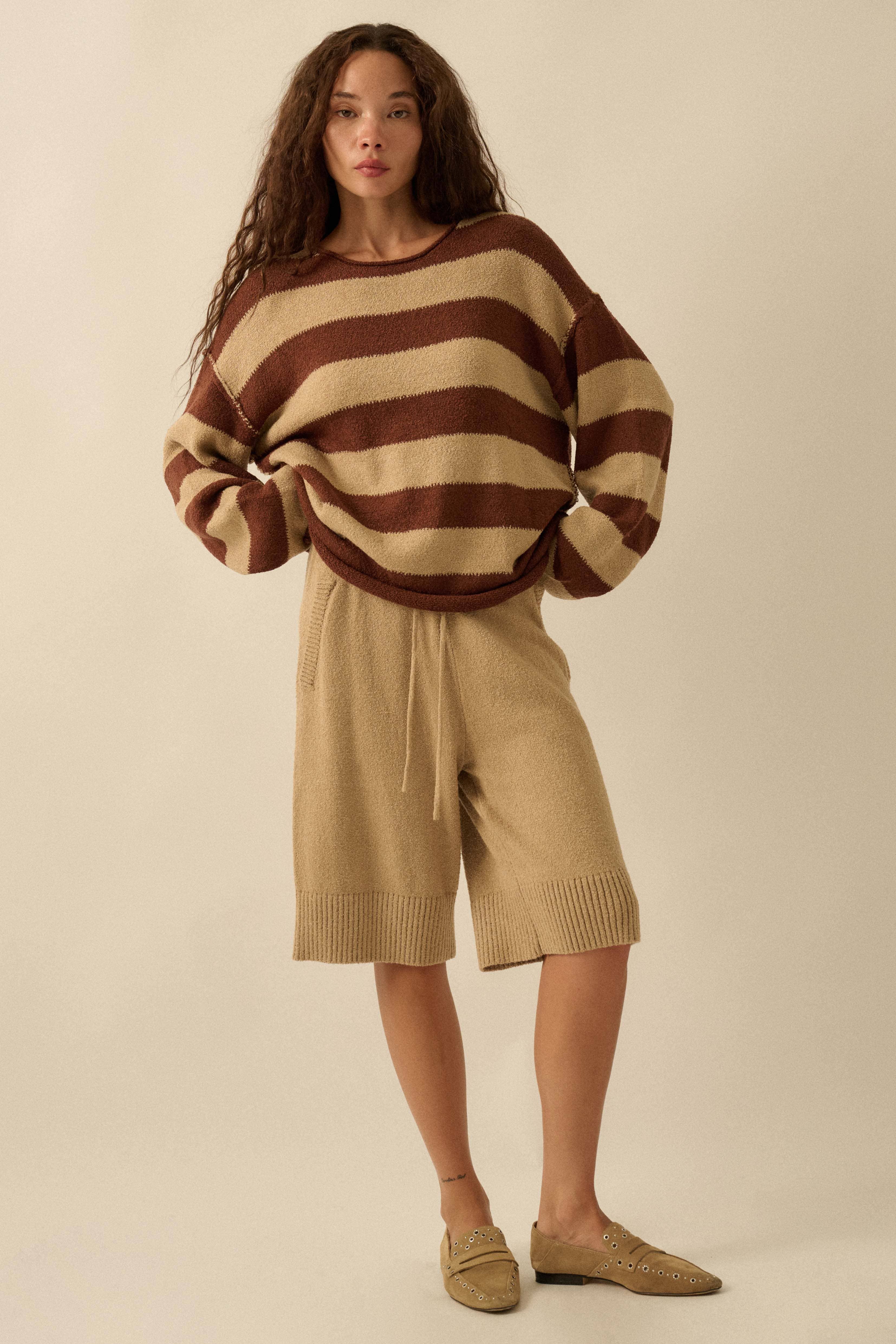 Promesa USA - Wholesale Knit Sweater - Women's - Textured Striped Knit Rolled-Edge Sweater21