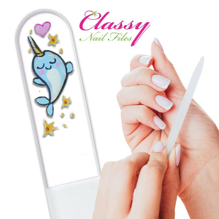 Classy Nail Files - Wholesale Nagelvijl - Narwal Kawaii Eenhoorn van de Zee Handgeschilderde Kristallen Nagelvijl3