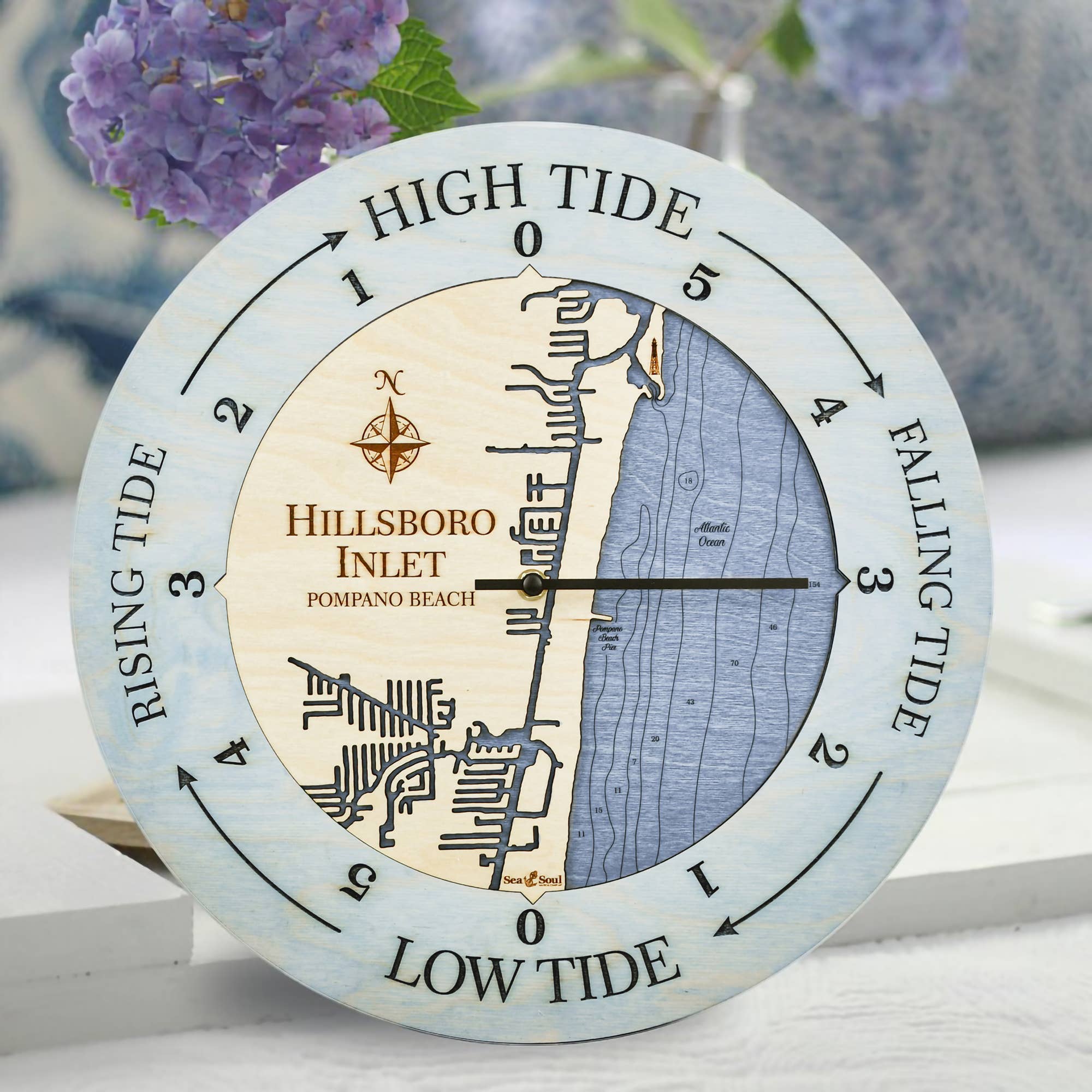 Sea & Soul Nautical Chart Art - Wholesale Wall Clock - Florida East Coast Nautical Chart Tide Clock-Many Locations76