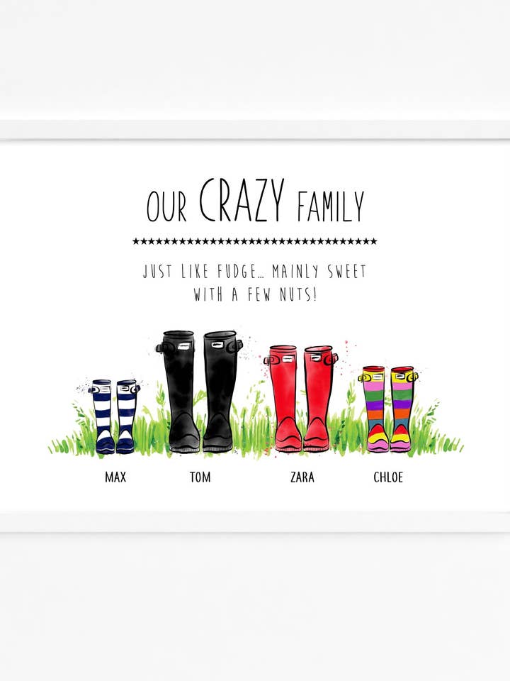 Personalised Family Welly Boot Print! for wholesale by Mermaid Marys