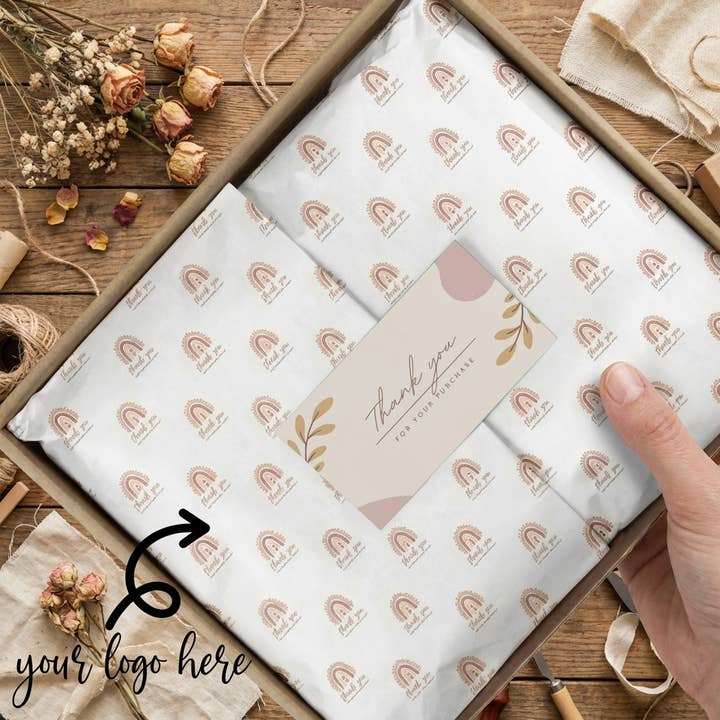 Custom Logo Tissue Paper for Small Business–200 Sheets for wholesale by Wrapaholic Gifts & Packing Company