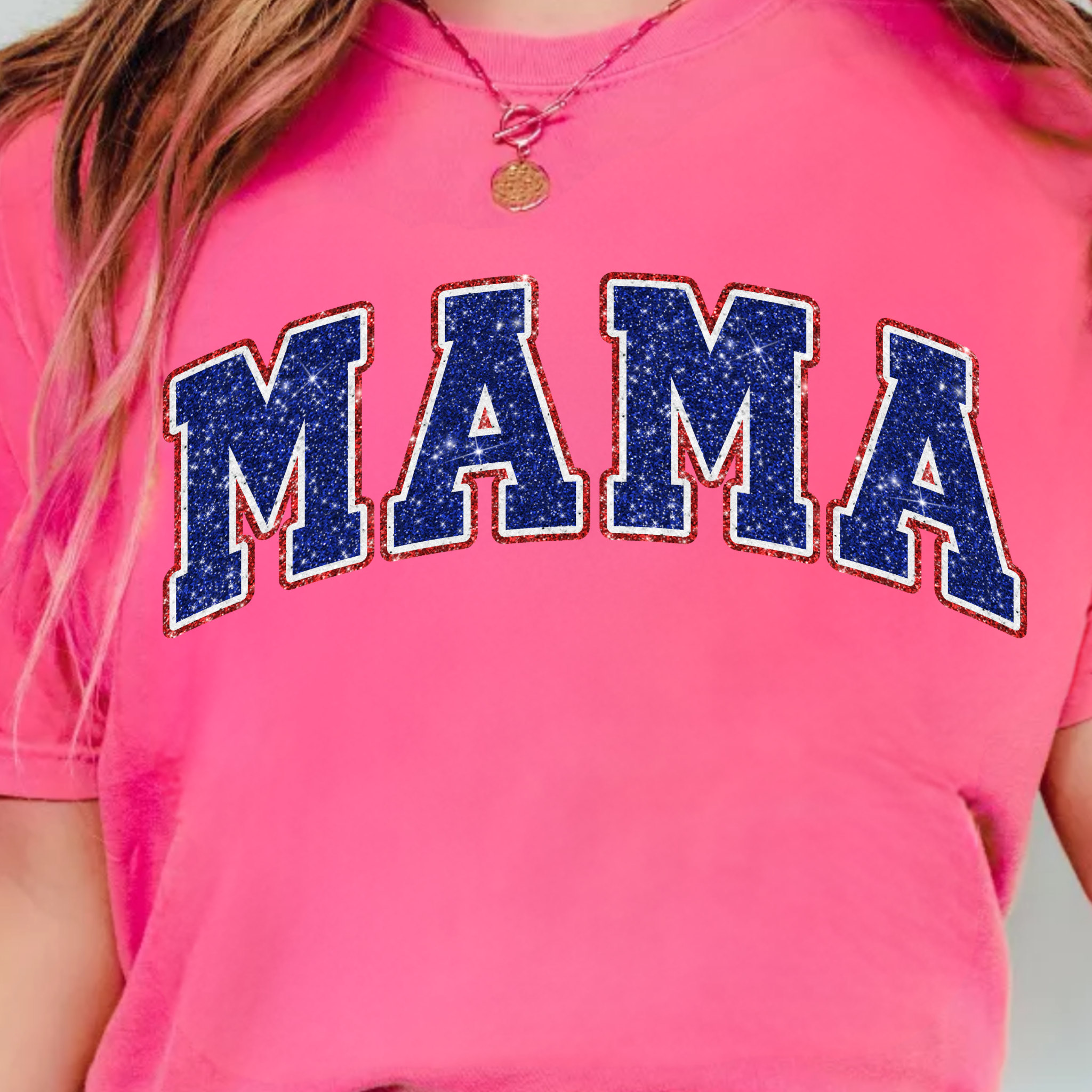 TEELUX - Vente Transfert pour sublimation - (chemise non incluse) Faux Glitter MAMA/MINI en bleu - Transfert de film transparent1