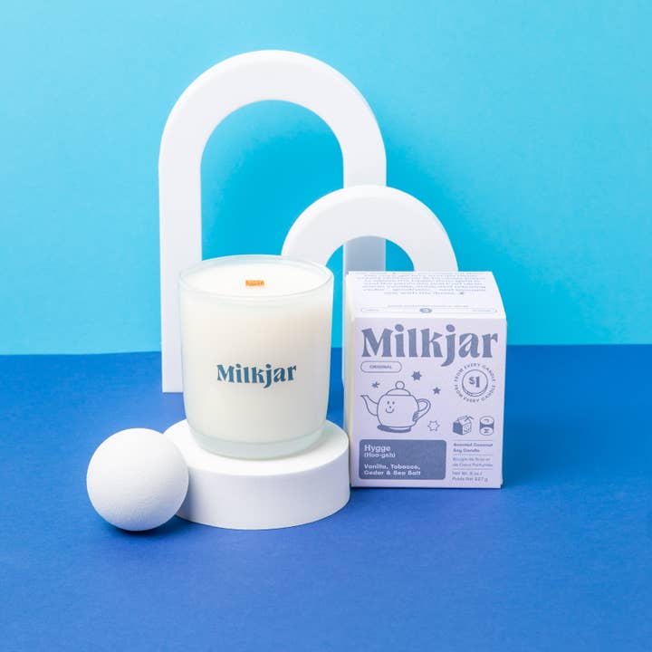 Milk Jar Candle Co. - Wholesale Jar/Filled Candle - Hygge - Vanilla, Tobacco & Cedar Coconut Soy 8oz Candle