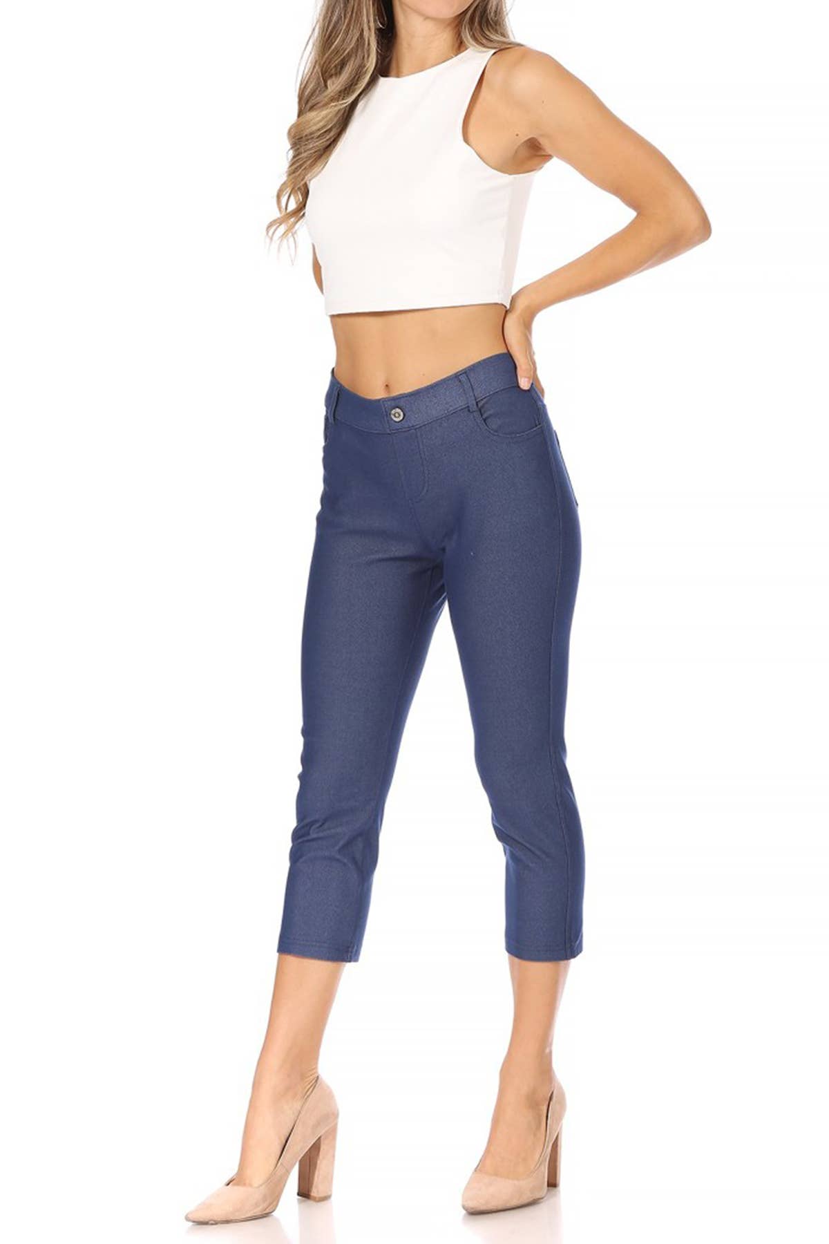 MOA COLLECTION – Engroshandel Bukser - Dame – Dame komfortable slim fit capri jeggings med lommer6