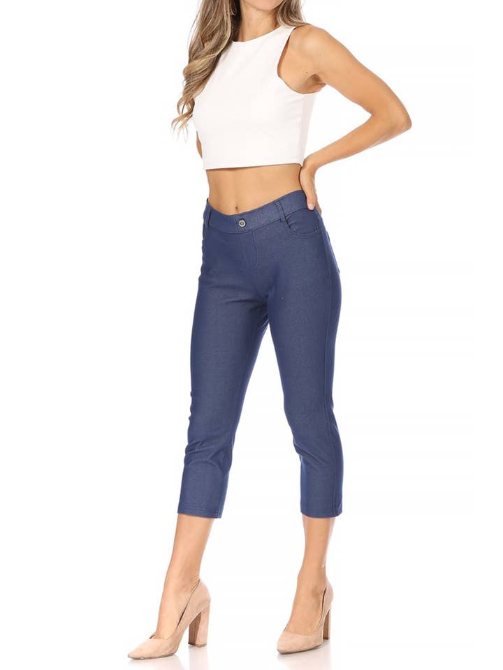 MOA COLLECTION - Wholesale Pants - Women's - Women's Casual Comfy Slim Pocket Jeggings Jeans Capri Pants6