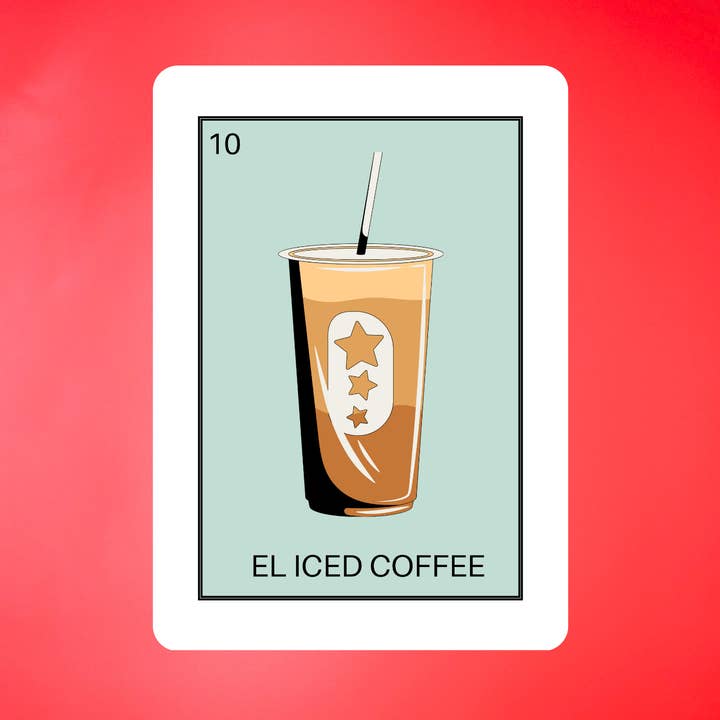 El Iced Coffee Loteria Aufkleber für den Großhandel von Gaec Studio