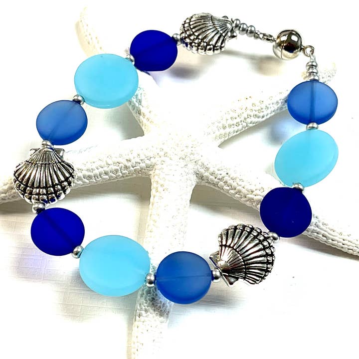 Sea Glass Shell magnetisk armbånd sortiment for engroshandel hos Devi Creations