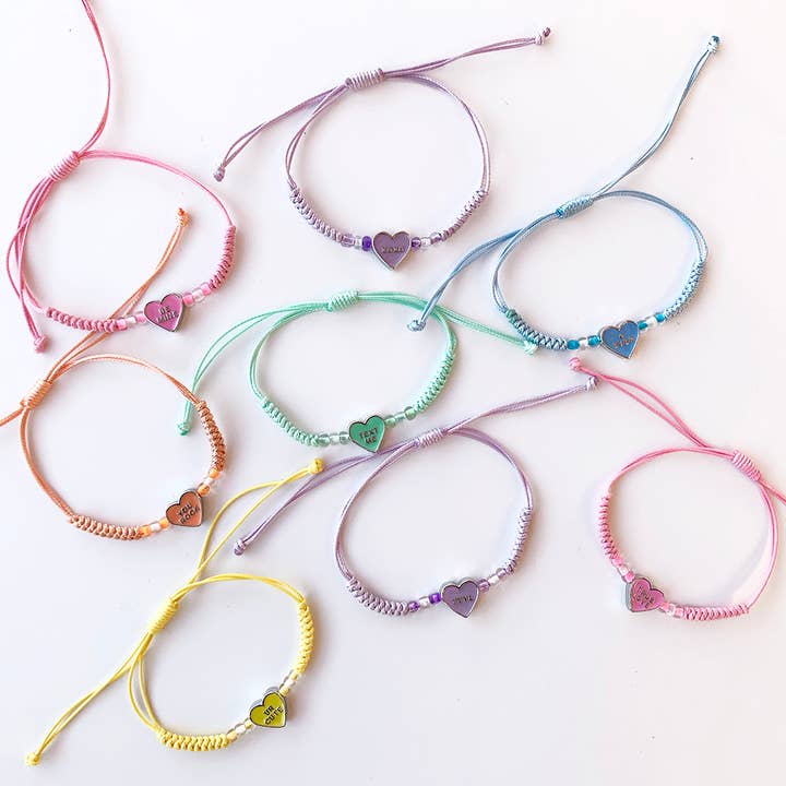 Top Trenz Inc - Wholesale Beaded Bracelet - Kids - Be Mine Conversation Heart Valentines bracelets2