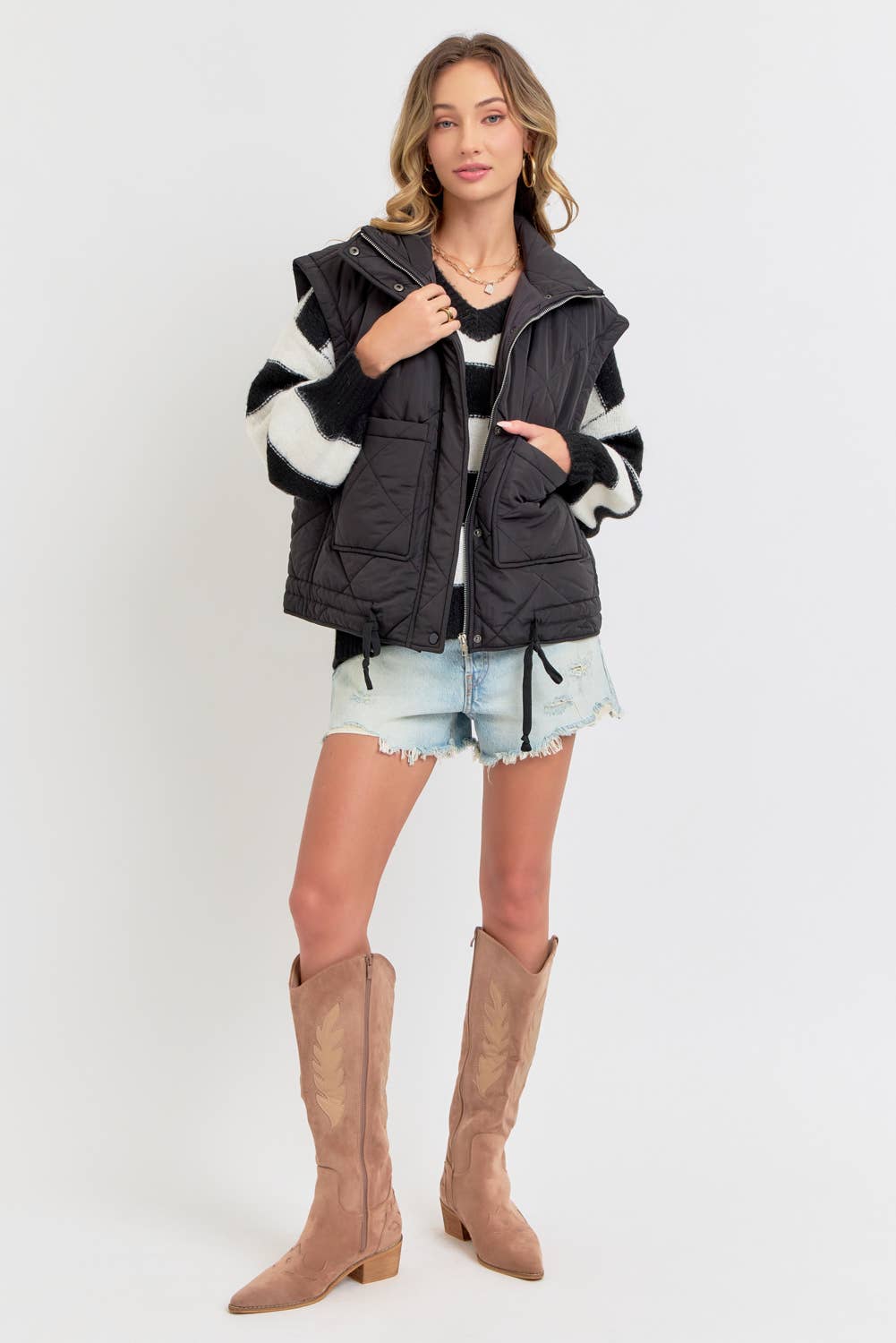 Sweet Lovely by Jen - Vendita all'ingrosso Gilè imbottito - Donna - GILET OVERSIZE IN PIUMINO TRAPUNTATO 9