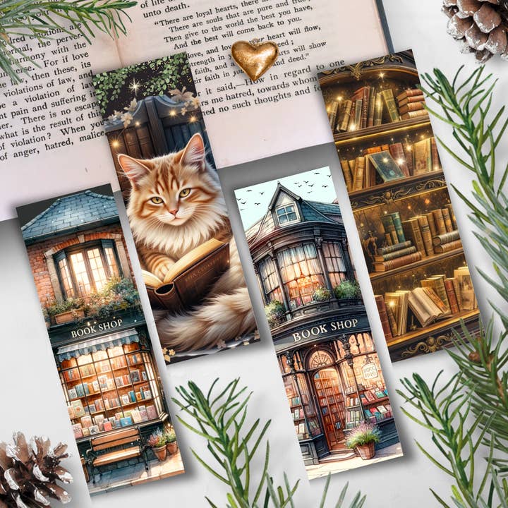 Set of 4 Bookmarks for Magic Library Books for wholesale by Les Moonettes