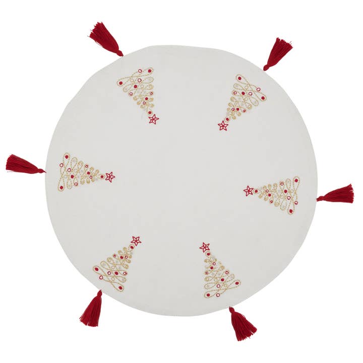 Placemat met geborduurde kerstbomen voor wholesale door Saro Lifestyle
