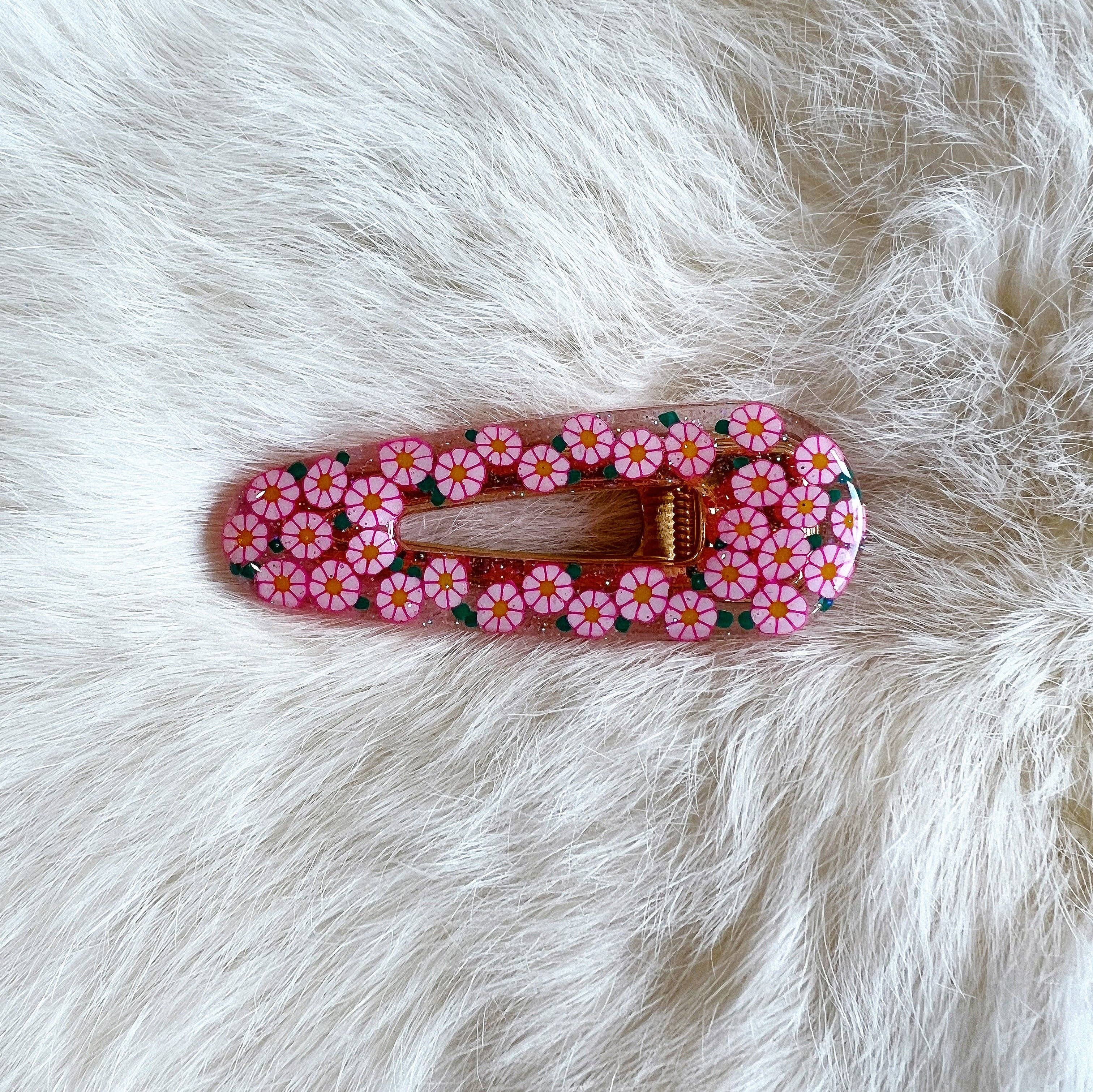 Coco's Musings - Wholesale Hair Clip - Women's - Garden Party Pink Daisies Hair Clips3