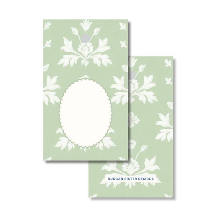 Étiquette-cadeau inspirée de la porcelaine française verte – Lot de 8, fabriqué aux États-Unis pour la vente par Duncan Sister Designs