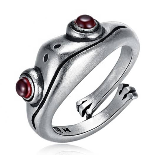 Oxidized Silver Artisan Adjustable Frog Ring for wholesale by Amy and Annette