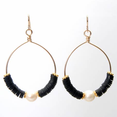 Brinco Tuxedo Pearl Cristina por atacado de Wendy Perry Designs