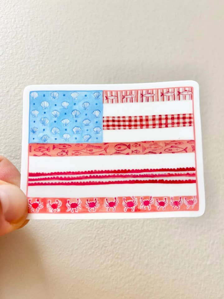 Pegatina con temática de playa y bandera estadounidense para venta al por mayor de Candaces Canvasses