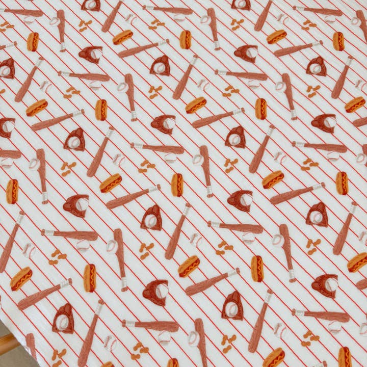 SpearmintLOVE - Wholesale Cot/Crib Sheets - Muslin Crib Sheet, Baseball Game