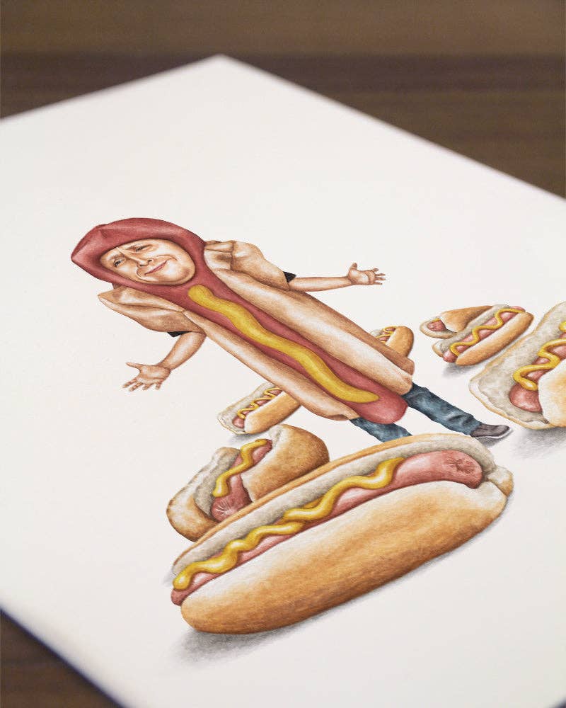 Celebs on Sandwiches - Wholesale Art Print - Tim Robinson - Hot Dogs - Watercolor Print2