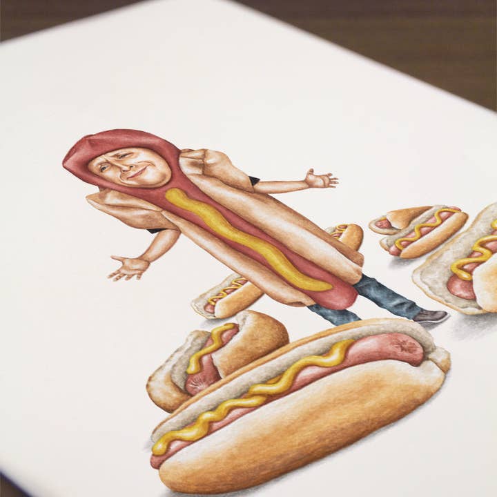 Celebs on Sandwiches - Wholesale Art Print - Tim Robinson - Hot Dogs - Watercolor Print2