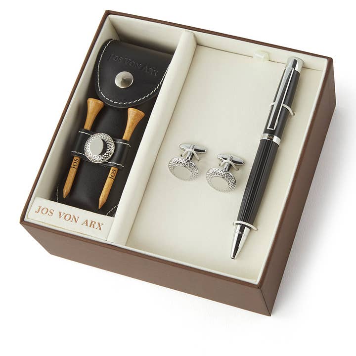 Golf, Pen & Cuff Set (Blk) - GL03BLK for wholesale by Jos Von Arx