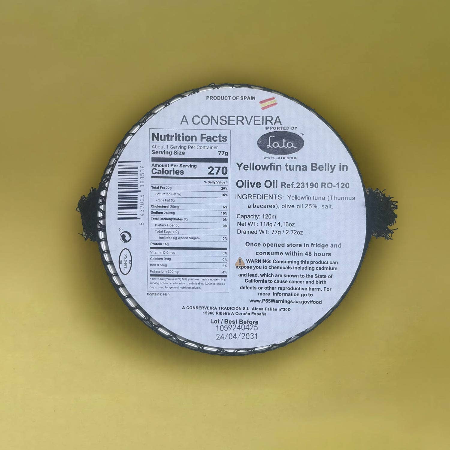 Lata - Wholesale Tinned Fish - A Conserveira Tradición Yellowfin Tuna Belly1