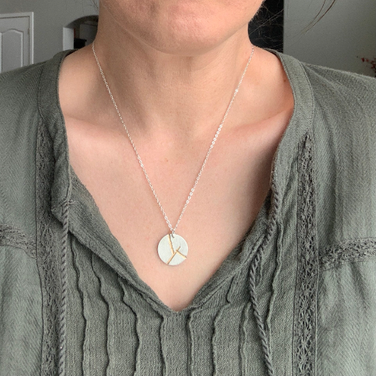 Graceful Sage - Wholesale Pendant/Charm Necklace - Kintsugi Necklace for Women, Imperfection kintsugi jewelry3