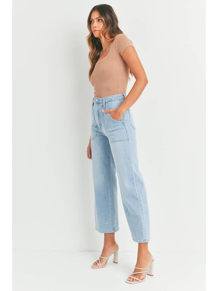JUST BLACK DENIM - Wholesale Jeans - Women's - BP339J - LT - HR Cargo Pocket Wide Leg