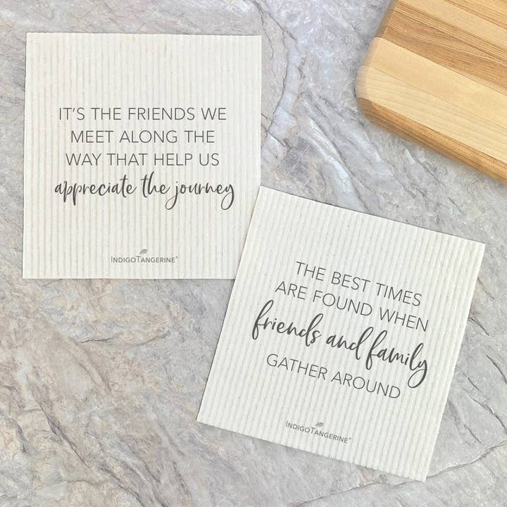 Indigo Tangerine - Wholesale Dishcloth - Friends We Meet, Gather Around 2pk - Swedish Dish Cloth